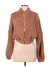 Zaful Women Brown Faux Fur Jacket M