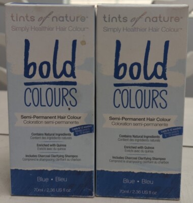 X 2 Tints Of Nature - Semi-Permanent Hair Color Bold Blue - 2.46 fl. oz.