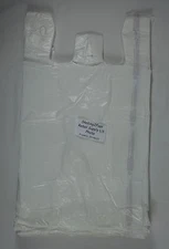 100 Qty. White 11.5" x 6" x 21" Plastic T-Shirt Bags w/ Handles Retail Shopping
