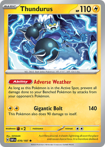 Thundurus 70/197 Rare Holo | Obsidian Flames | Pokemon Card