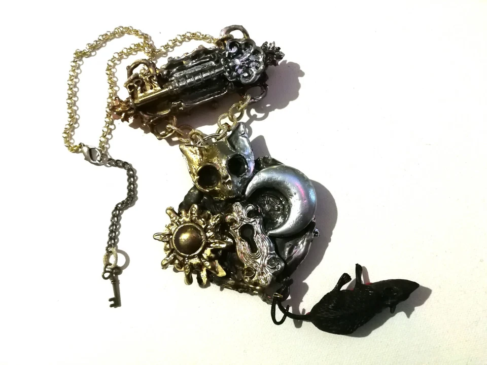 Joyería Gótica Oscura Punk Grueso Collar Amuleto Colgante Moloch Dios Magia Negra Foto 2 de 4