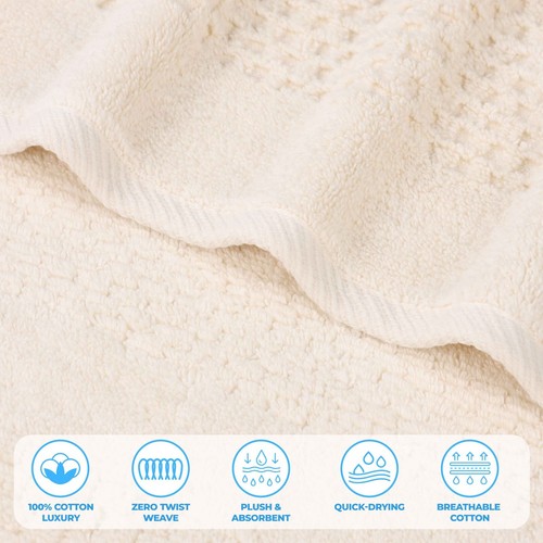 Playa Zero Twist Cotton Solid Waffle Textured Bathroom Bath Sheets, Set of 2 - Picture 40 of 55