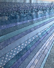 20 All Different Light Blue 2.5 X WOF Jelly Roll 100 cotton quilting strips