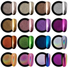 Chrome Nail Dipping Powder Metallic Mirror Effect for Nail Art Gel Polish 16Jars