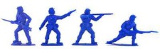4 Timpo Recast Union Infantry - 54mm unpainted plastic toy soldiers