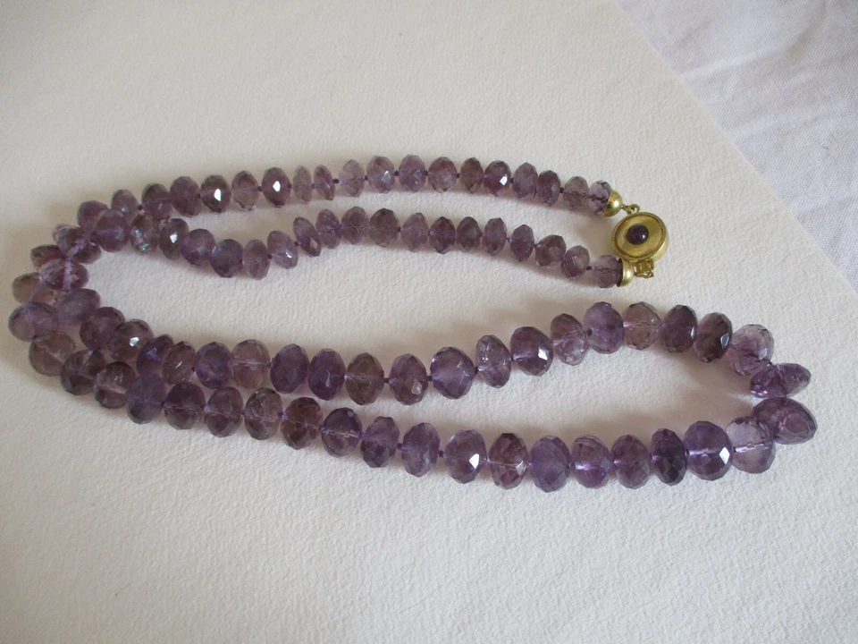 COLLANA AMETISTA chiusura argento lunga sfaccettata vintage - Immagine 4 di 4