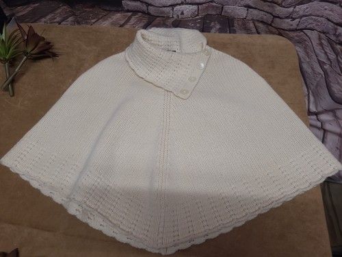 Gap Knit Girls Poncho Shawl S M Cream - Picture 5 of 6