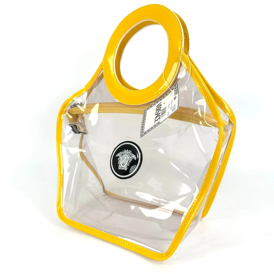 Bolso de Mano Gianni Versace Cabeza de Medusa Vinilo Transparente Amarillo De Colección Años 90 Italia Foto 2 de 4