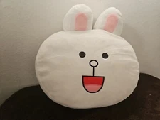 Line Friends Cony White Bunny Head Pillow Plush Stuffed Animal Smile