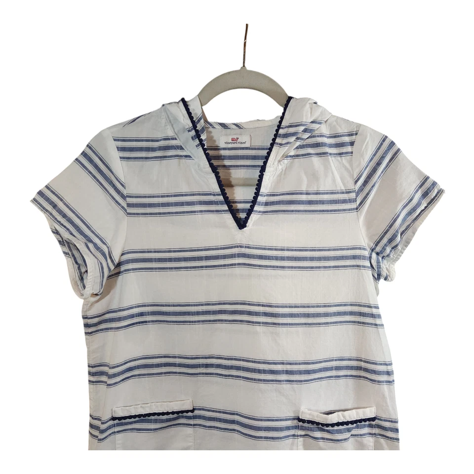 Túnica con capucha Vineyard Vines cubierta de natación a rayas de espuma de mar grande para niñas 12/14 Foto 2 de 4