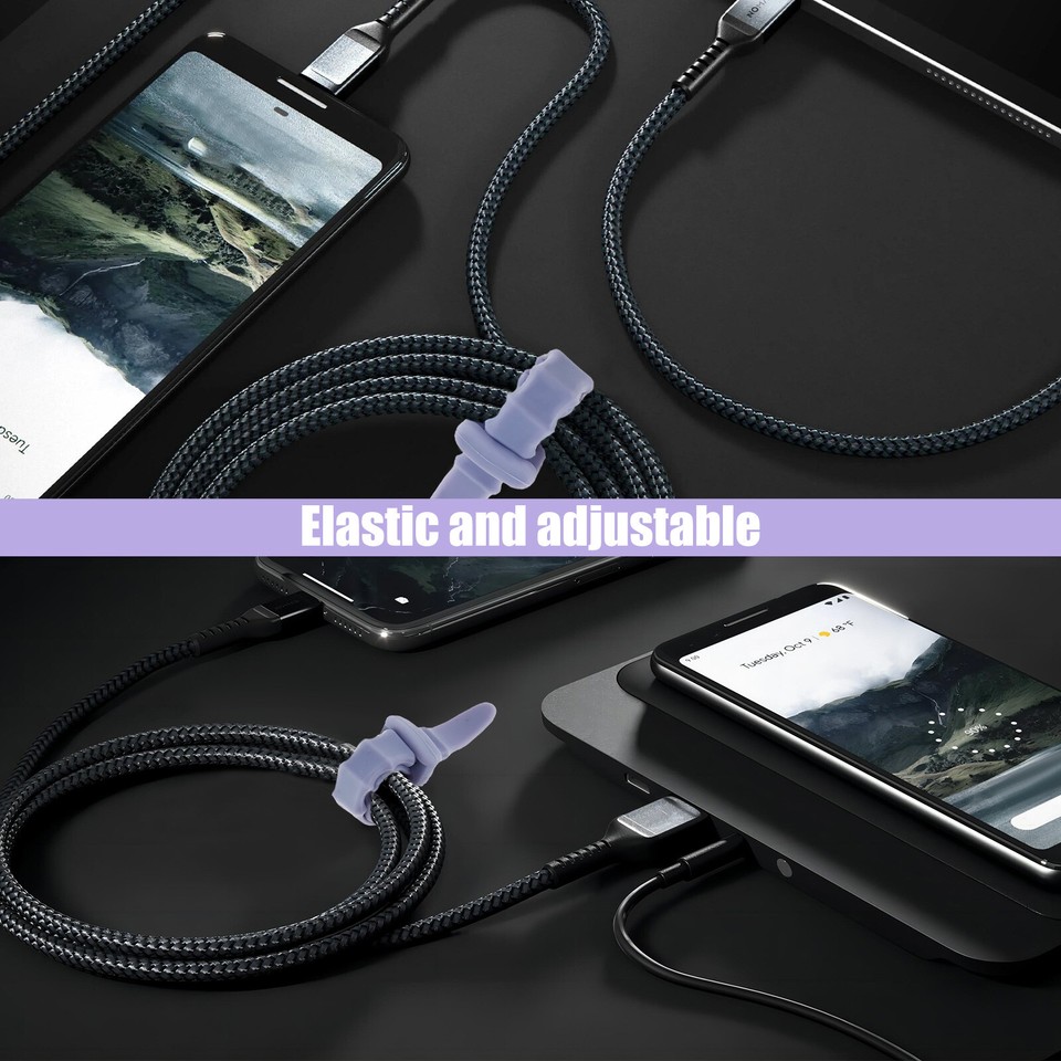 20Pcs Silicone Cable Ties Colorful Portable Cable Straps Multipurpose