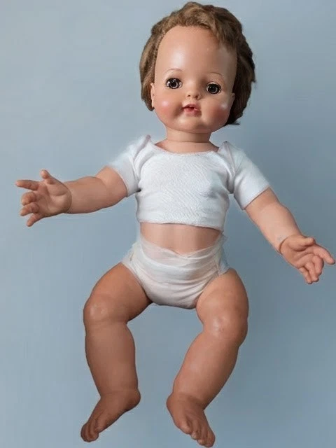 Kissy Doll Ideal Vintage With Quilt 22" Brown Hair Green Eyes Adorable  - Image 2 of 4