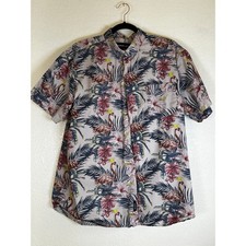 Molokai Surf Co. XL Flamingo Floral Button Up Shirt Hawaiian Palm Tropical