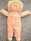 VINTAGE 1980 Cabbage Patch Kids Blonde Yarn Hair Blue Eyes Doll Overalls