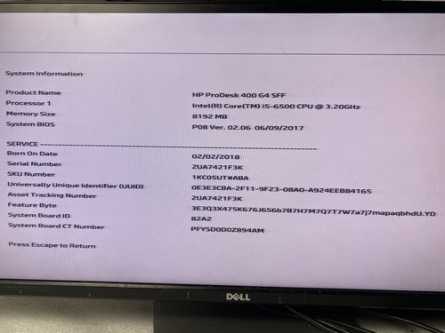 HP ProDesk 400 G4 SFF Intel Core i5-6500 3.2GHz 8GB RAM NO HDD NO OS Good - Afbeelding 2 van 6