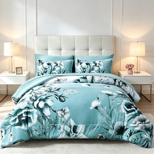 Floral Comforter Set Bed in a Bag Farmhouse Rustic Microfiber All Season Bedding