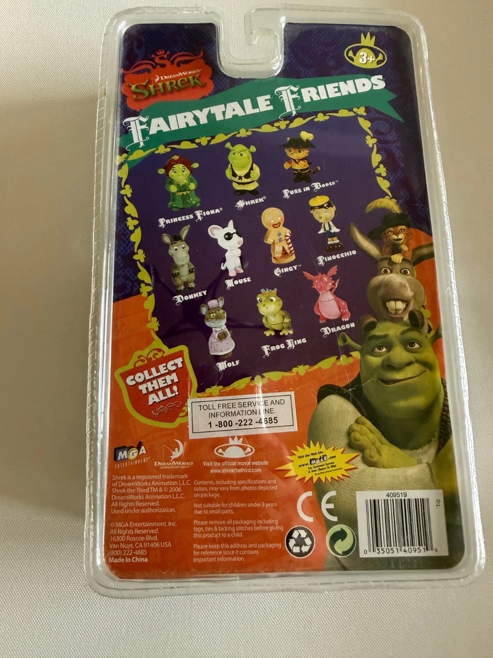 SHREK Fairytale Friends Mini Figura Set Burro Gato con Botas Dragón 2006 NUEVO Foto 3 de 4