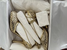 Bottega Veneta Gold Stretched Lace Up Stilett...