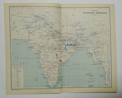BARTHOLOMEW Economic Minerals (India Imperial Gazetteer Mining Map)