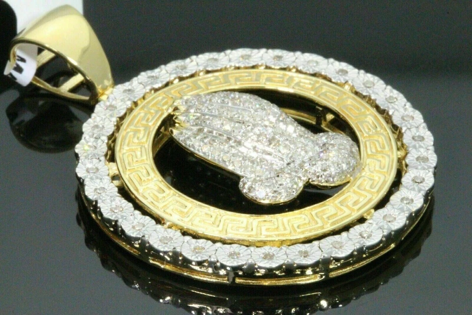 1 Ct Round Cut Moissanite Praying Hands Charm Pendant In 14K Yellow Gold Plated - Image 2 of 4