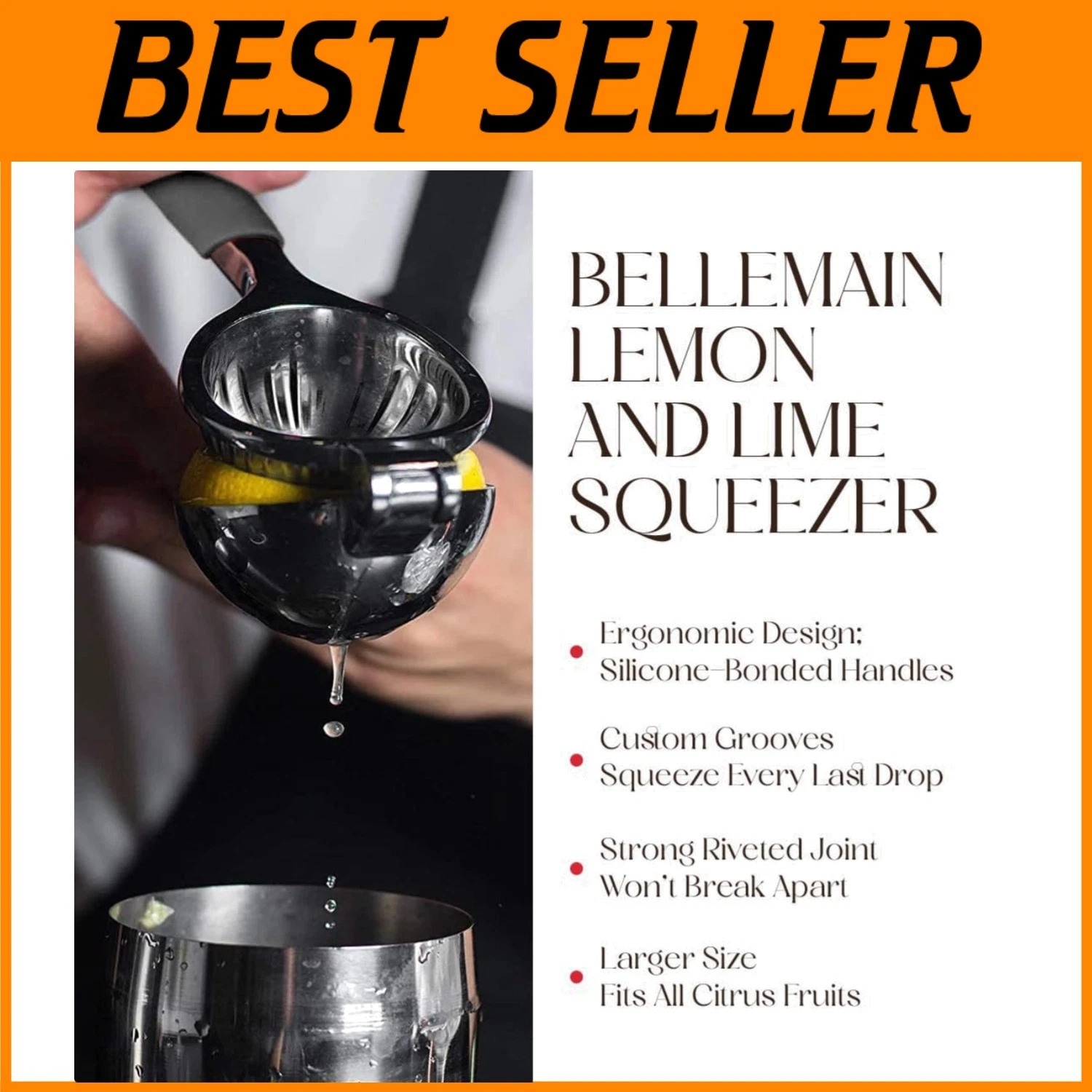 Stainless Steel Handheld Citrus Juicer - Polished Finish