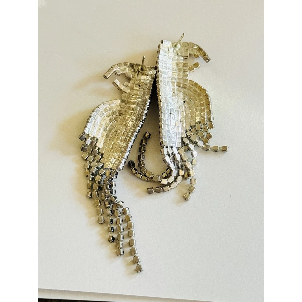 Macaw Parrot Jeweled Earrings VTG Crystal Rhinestone Dangle pastel Colorful 90s Foto 3 de 4