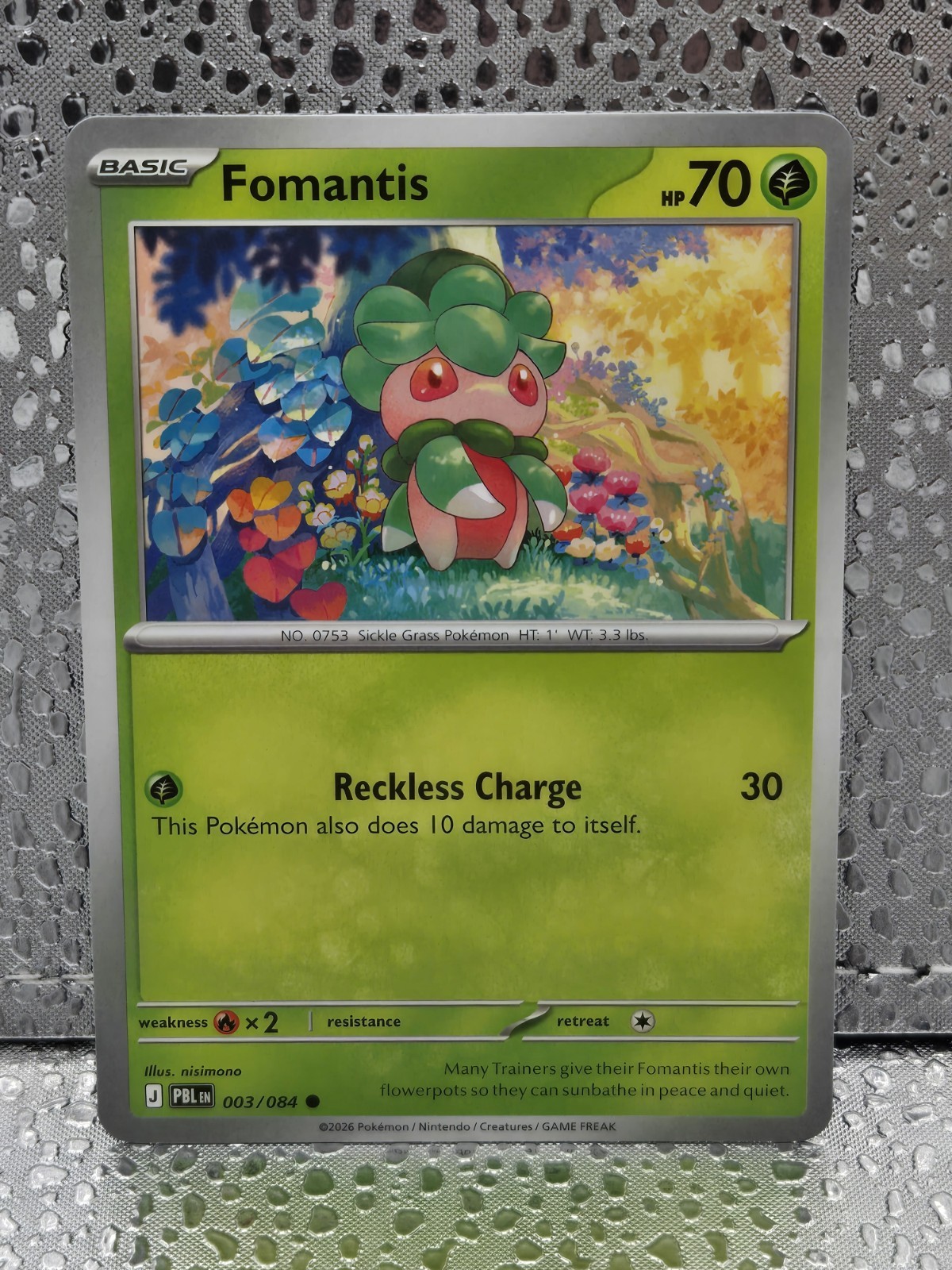 Pokémon TCG Fomantis 003/084 Common ME05: Pitch Black Regular NM