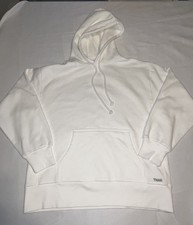 Womens White Aritzia TNA Cozy Fleece Boyfriend Fit Oversized Hoodie Sweatshirt S