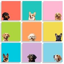 9 Pads Cute Sticky Notes Set, 3" x Dog Self 3x3 Inches, 9 Colors Dogs