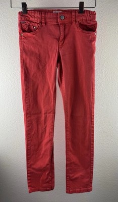 Mayoral Girls Red Size 8 Jeans Adjustable Elastic Waist With Buttons