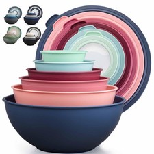 12 Piece Plastic Mixing Bowls with 12 Piece, Cotton Candy