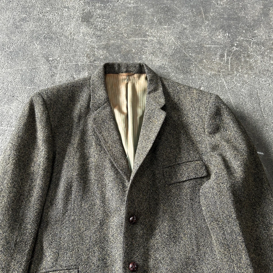 Vintage 60s Harris Tweed Blazer Jacket Mens 48 Green Brown Wool Alexandre - Image 2 of 4