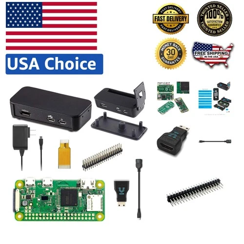 Raspberry Pi Zero W Basic Starter Kit with Black Multifunction Case – All-In-One