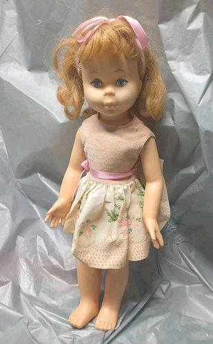Vtg 1964 Mattel Dee Dee Cut’N Button Doll w/Dress Tagged Blond Blue Eyes Japan