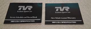 TVR SERVICE SCHEDULES & RECORD BOOK BOOKLET & NEW VEHICLE WARRANTY 280i BOOKLET