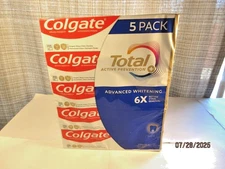 5 PK Colgate Total Advanced Whitening ACTIVE PREVENTION Toothpaste 6.4oz, Mar/27