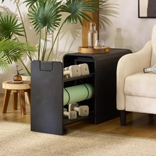 Sidekick Rolling Workout Equipment Rack – Hidden Weight Storage Organizer with H