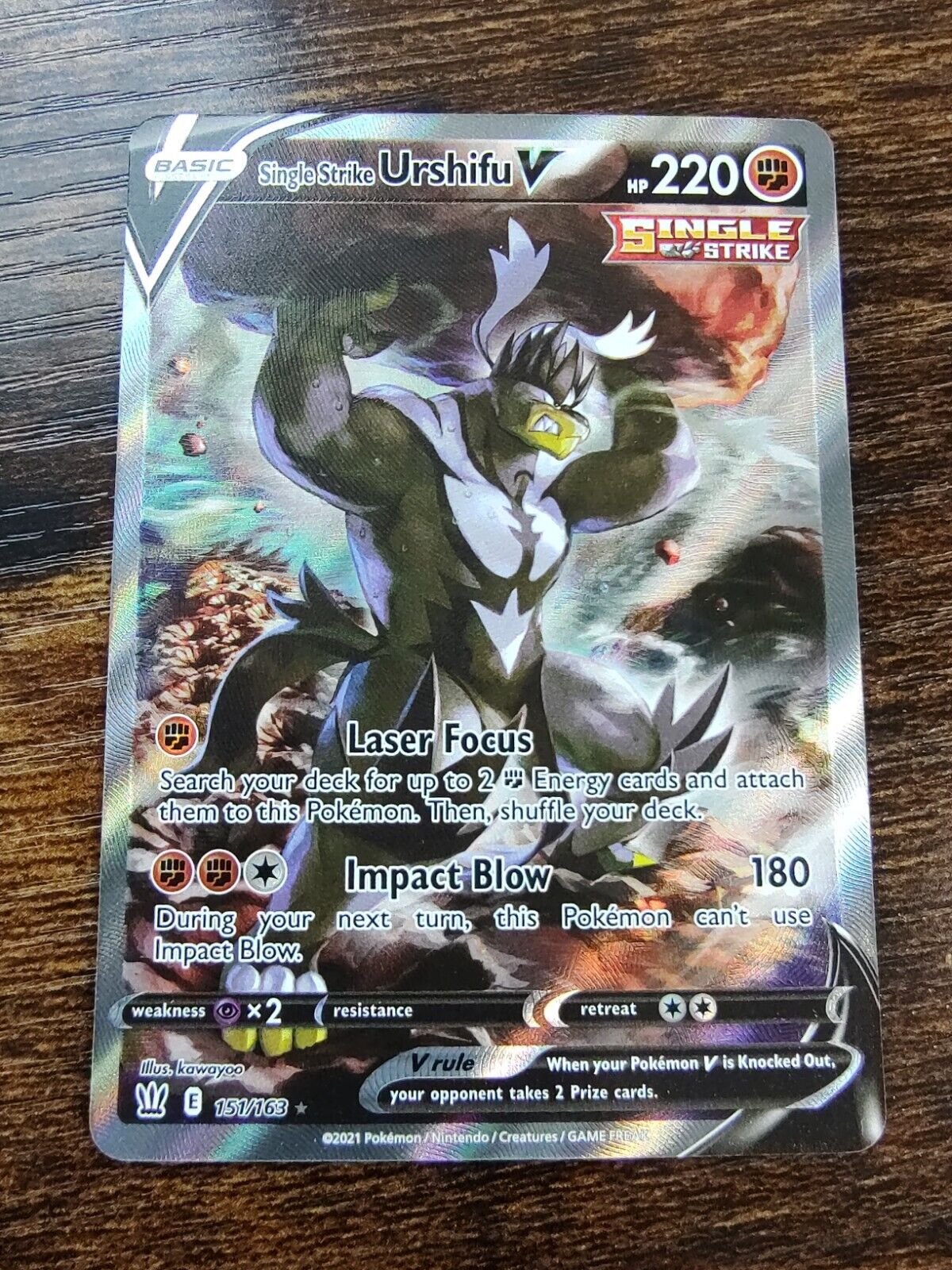 Pokémon TCG Single Strike Urshifu V Alternate Alt Art Battle Styles 151/163 MINT