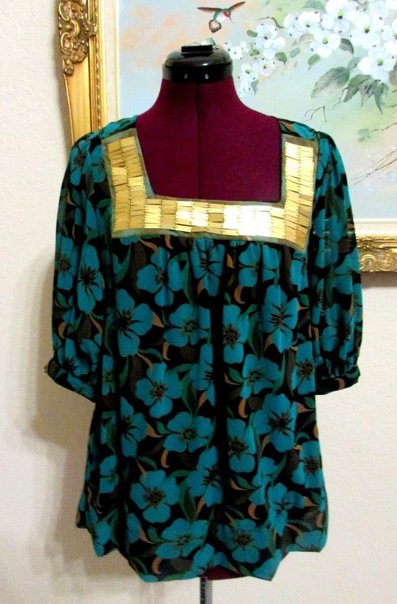 SIMPLY IRRESISTIBLE SZ XS FLORAL PATTERN EMBELLISHED TUNIC W