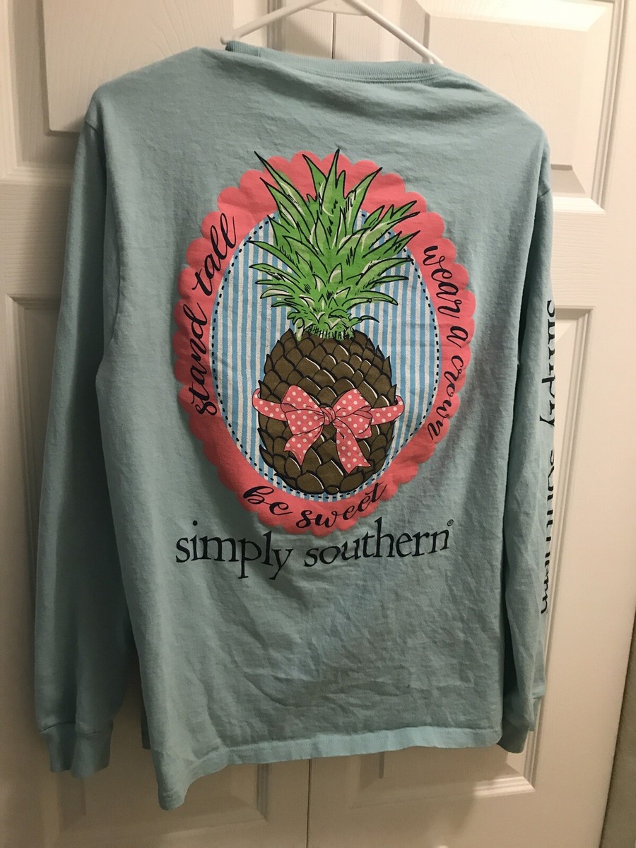 Simply Southern Womens Long Sleeve Graphic Shirt Pineapple Medium