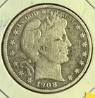 1908 O Barber Half Dollar VG Nice Coin 90% Silver