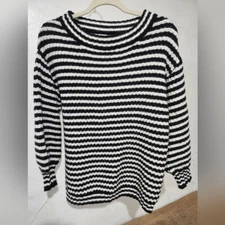 Cozy Co by Cozy Casual Black and White Striped Sweater. SIze S/M. 100% Acrylic