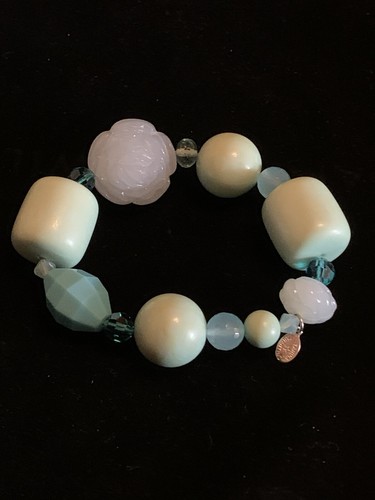 Tarina Tarantino Bracelet With Blue Crystals & Chunky Beads Handmade USA