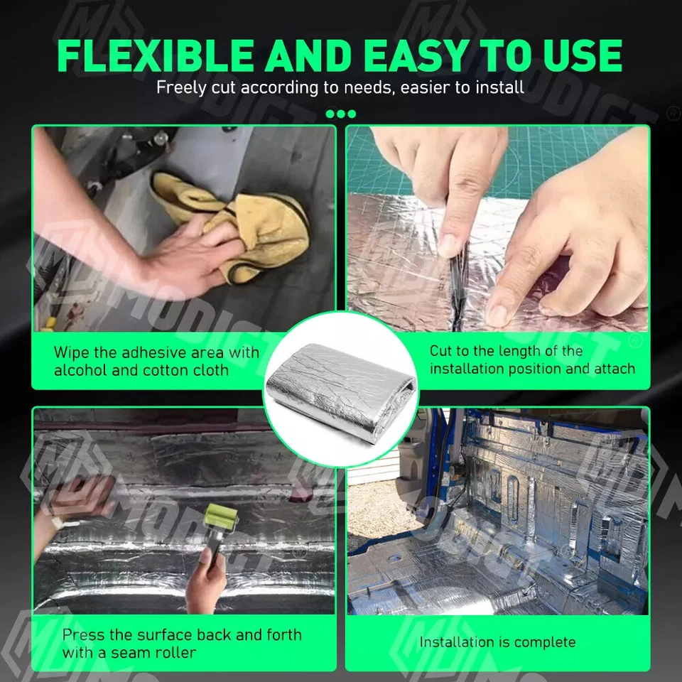 Silenciador de escape turbo automático de 16 pies cuadrados almohadilla de barrera de aislamiento alfombrilla protectora térmica Foto 3 de 4