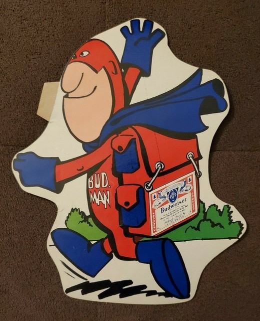 Vintage Original Authentic 70's Budweiser Bud Man Walking Mighty Malt