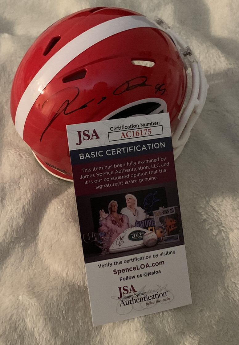 EAGLES JORDAN DAVIS HAND SIGNED GEORGIA BULLDOGS SPEED MINI HELMET W/ JSA COA 