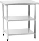 24"x30" Stainless Steel Work Table 2 Shelves Commercial Kitchen for Food Prep