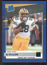 2020 Panini Donruss Press Proof Blue AJ Dillon #324 Rated Rookies Green Bay