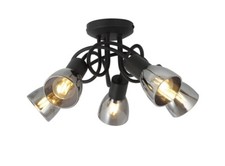 Smoked Glass Ceiling Light Semi Flush  5 Way Crossover Lampshade Light Black