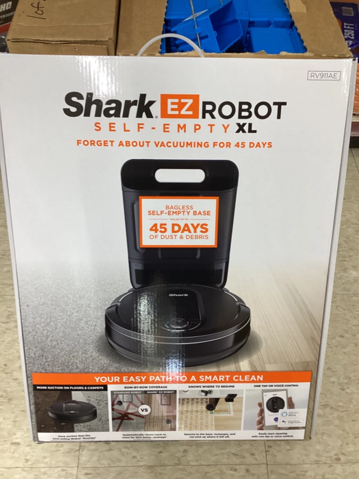 Shark EZ Robot Vacuum with XL 45 Day Self-Empty Base RV911AE Alexa Enabled